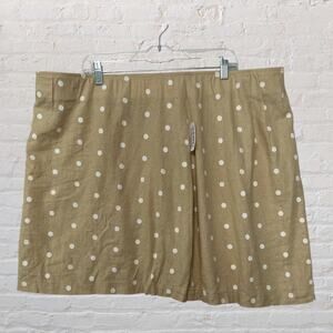 Old Navy Women's Plus Skirt Linen Blend Tan White Polka Dot Short Zip 3X NWT